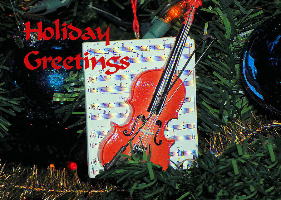 Holiday Greetings with Violin Photograph by Rosalie Scanlon