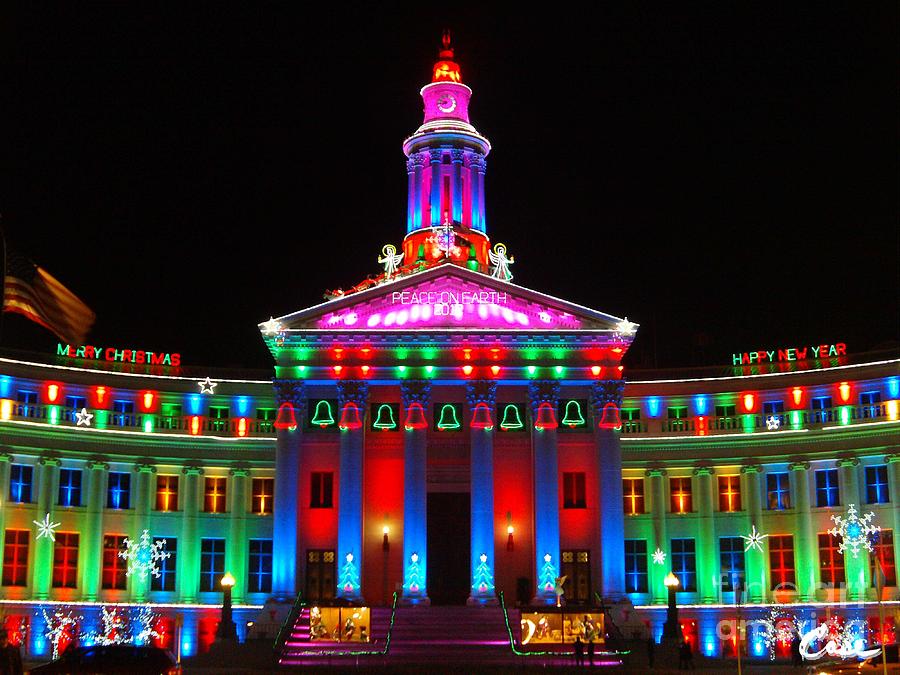 Denver Photograph - Holiday Lights 2012 Denver City and County Building G5 by Feile Case