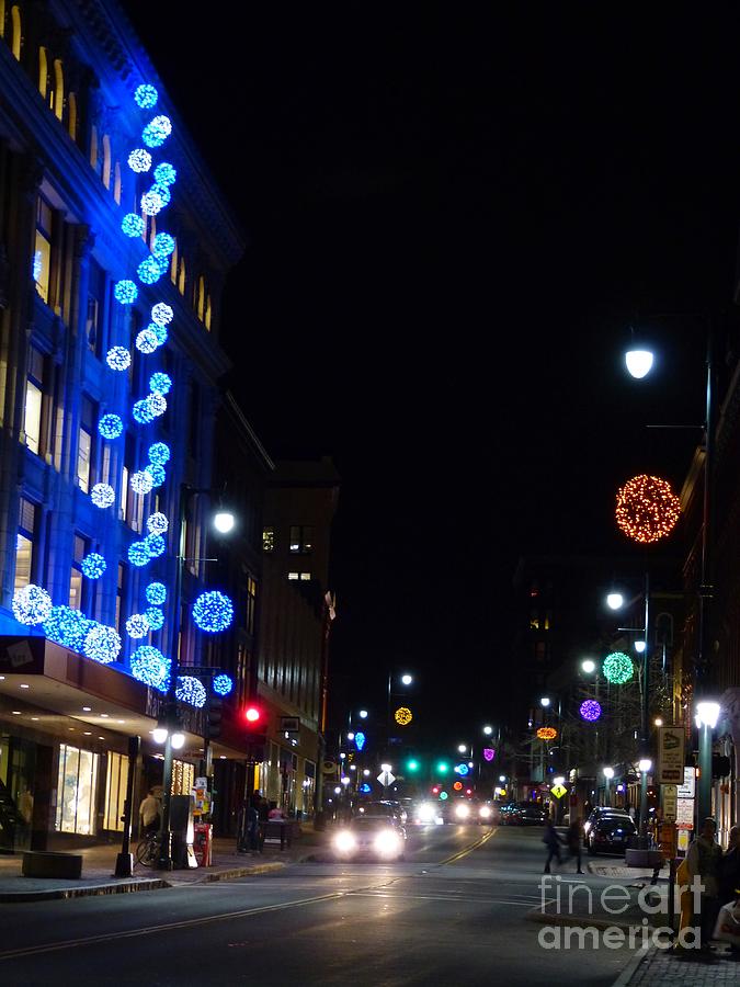 Holiday Lights at MECA on Congress Street Portland Maine Photograph by