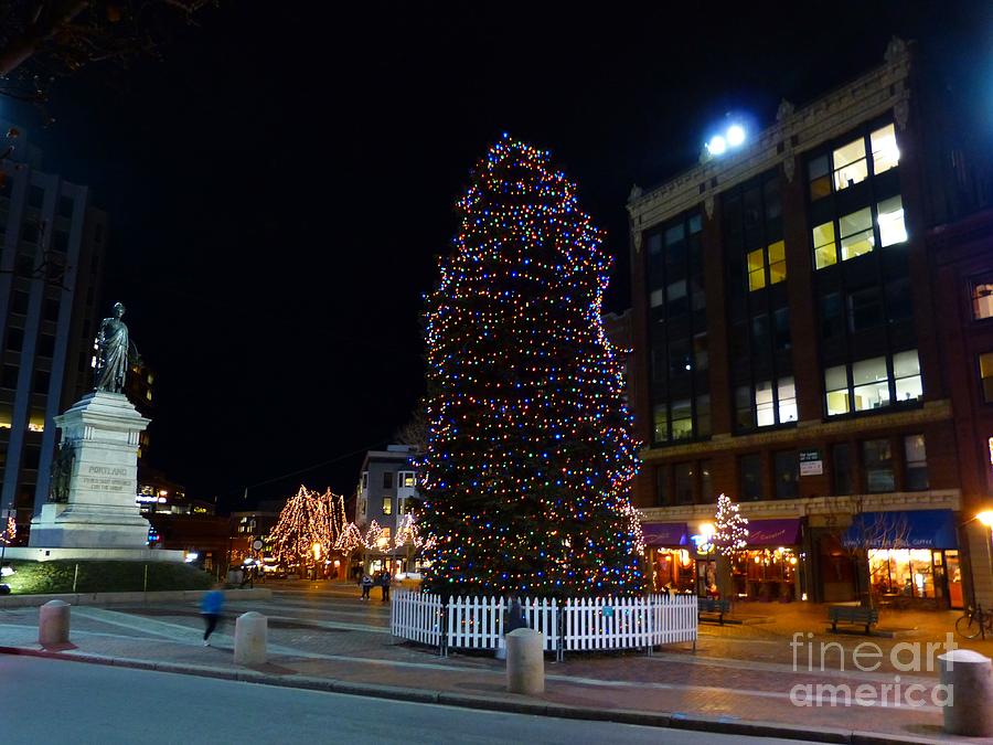 Holiday Lights on Congress Street Portland Maine Photograph by