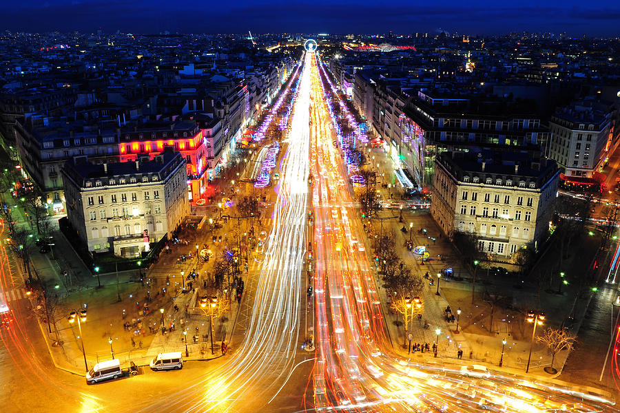 Holiday Lights on the Champs-Elysees Photograph by Joel Thai