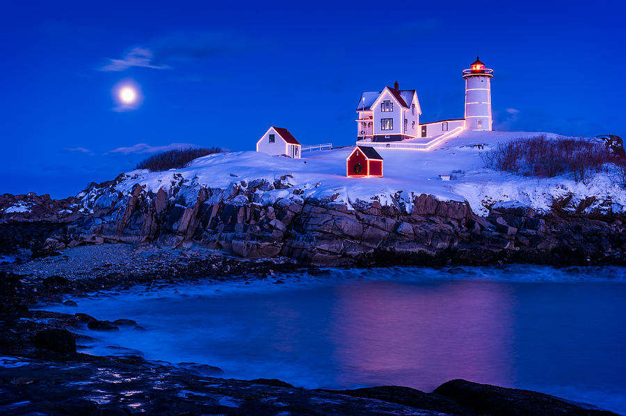 Cape Neddick Photograph - Holiday Moon by Michael Blanchette Cape Neddick Photograph - Holiday Moon by Michael Blanchette