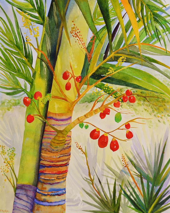 Holiday Palm Painting by Jane Ricker