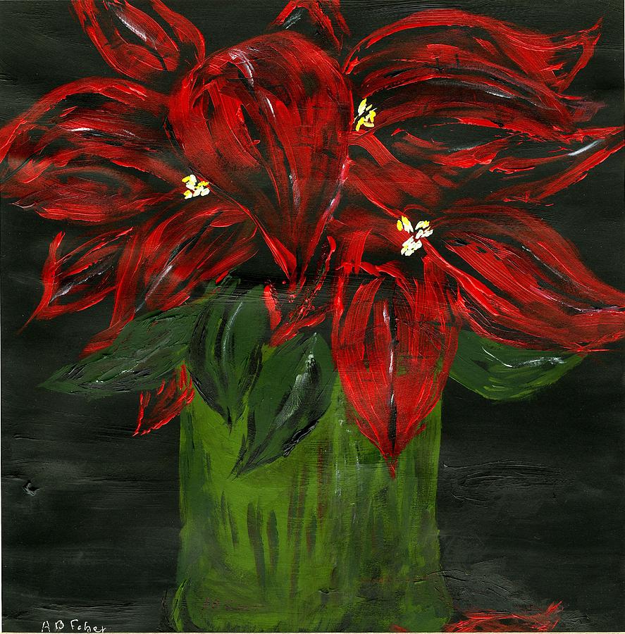 Holiday Red Painting by Alice Faber