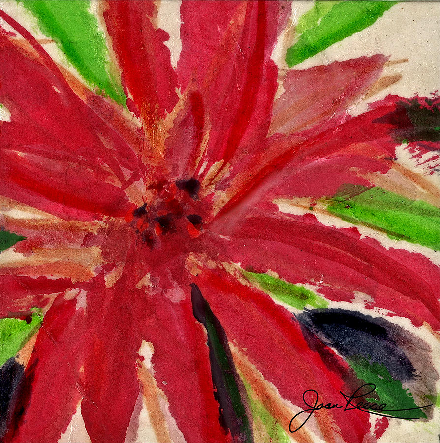 Holiday Red Flower Painting by Joan Reese