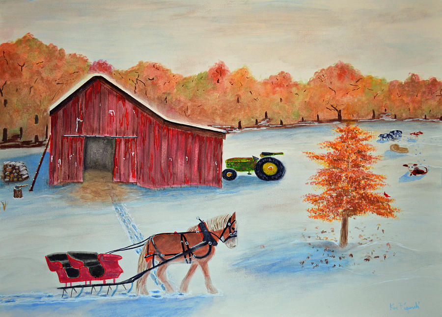 Cardinal Painting - Holiday sleigh ride by Ken Figurski