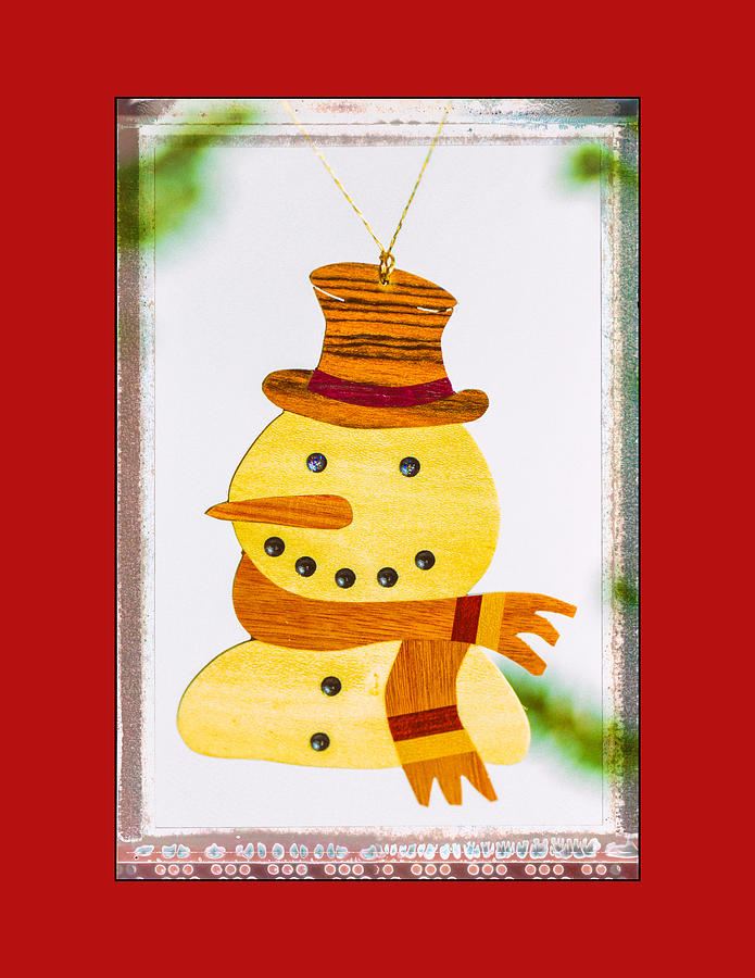 Holiday Snowman Art Ornament in Red  Photograph by Jo Ann Tomaselli