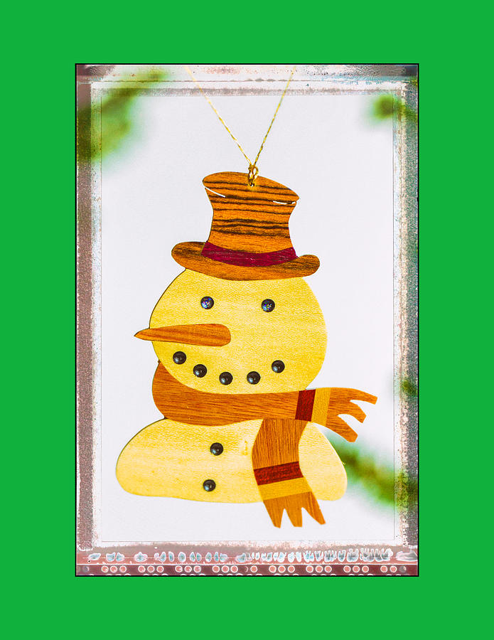 Holiday Snowman Art Ornament with Green  Photograph by Jo Ann Tomaselli