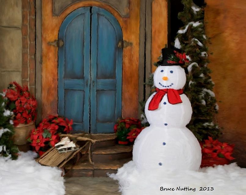 Holiday Snowman Painting by Bruce Nutting