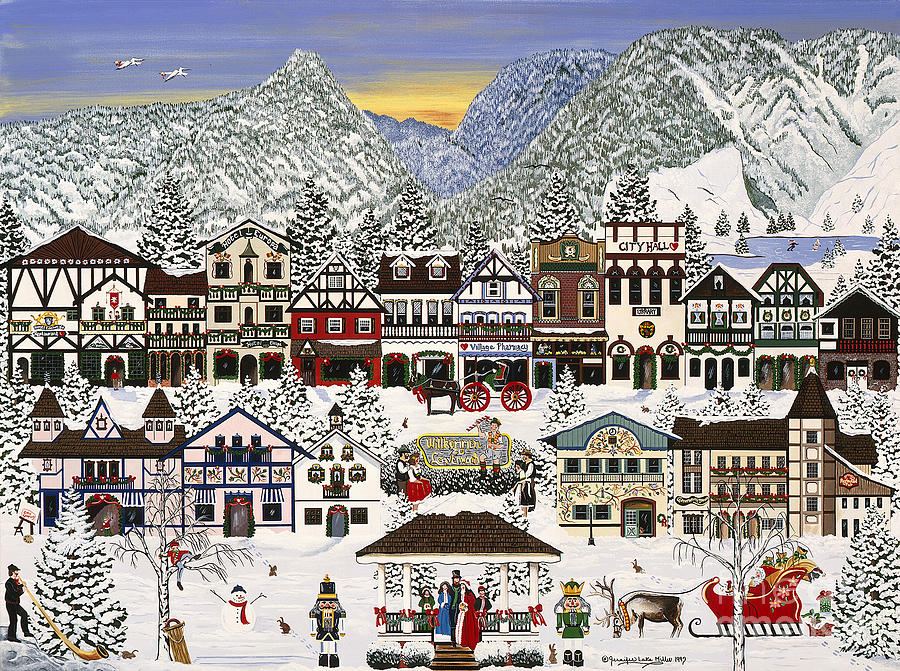 Christmas Painting - Leaveworth Washington  by Jennifer Lake