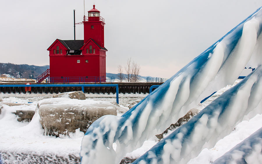 Holland Big Red Lighthouse from the North Photograph by Joe Holley