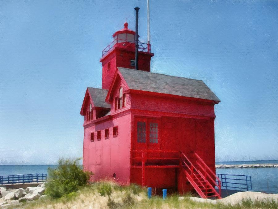 Lighthouse Photograph - Holland Harbor and Big Red by Michelle Calkins