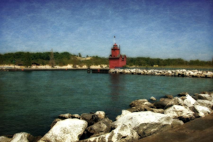 Holland Harbor Light and Breakwater Photograph by Michelle Calkins