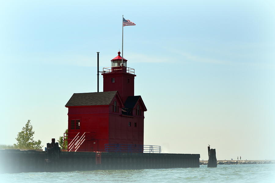 Lighthouse Photograph - Holland Harbor Light Vignette by Michelle Calkins