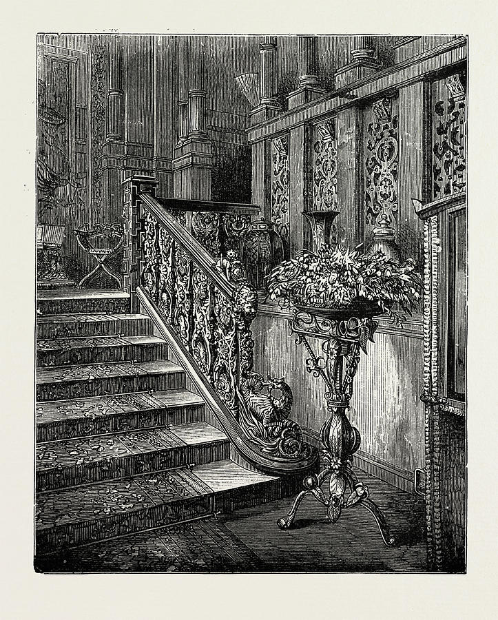 Holland House Drawing - Holland House, 1889 Font By The Grand Staircase by Litz Collection