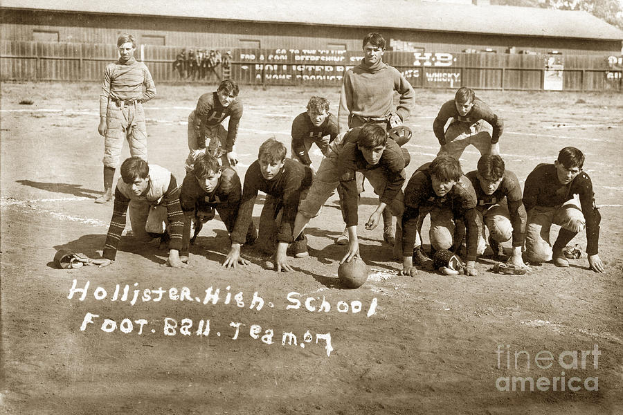 Hollister Photograph - Hollister High School Football Team 1907 by Monterey County Historical Society