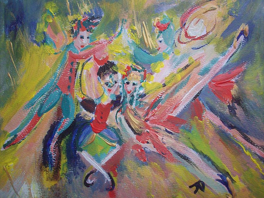 Holly Fairies Painting by Judith Desrosiers
