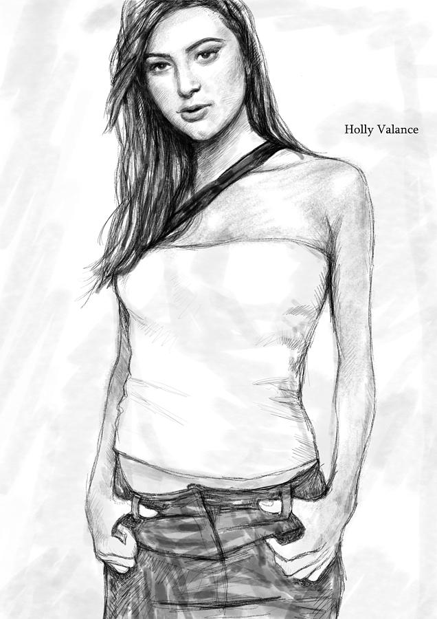Portrait Painting - Holly valnce art drawing sketch portrait by Kim Wang