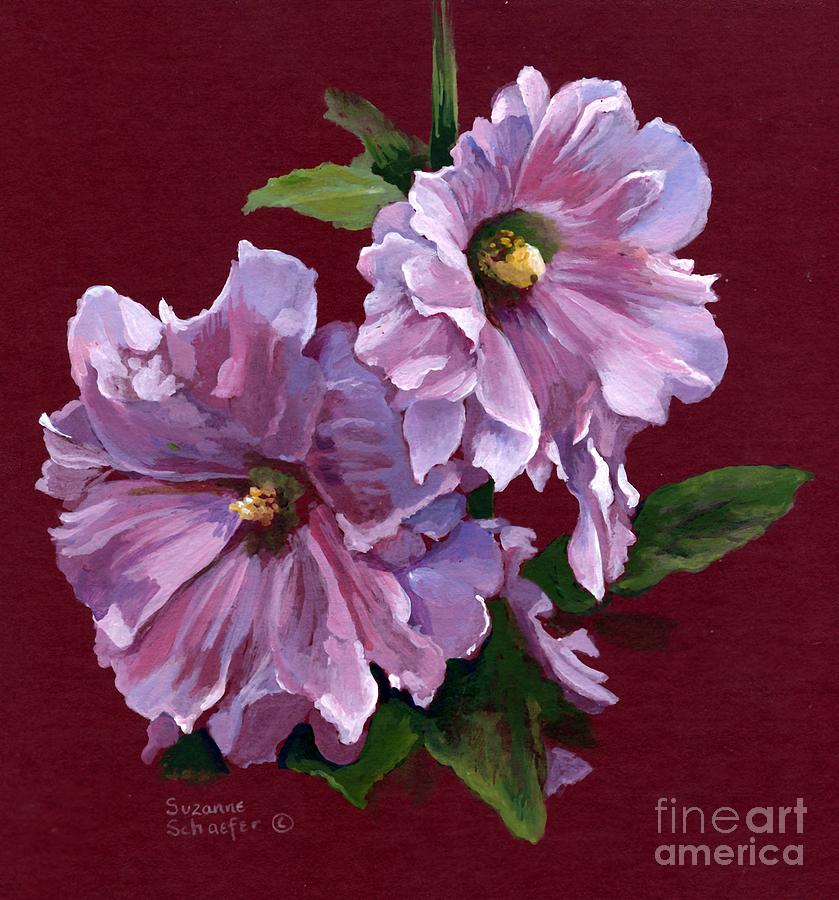 Hollyhock Blossoms Painting by Suzanne Schaefer
