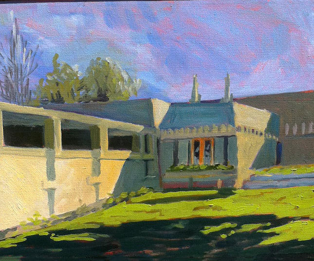 Hollyhock House Painting - Hollyhock House by Ann Dudrow