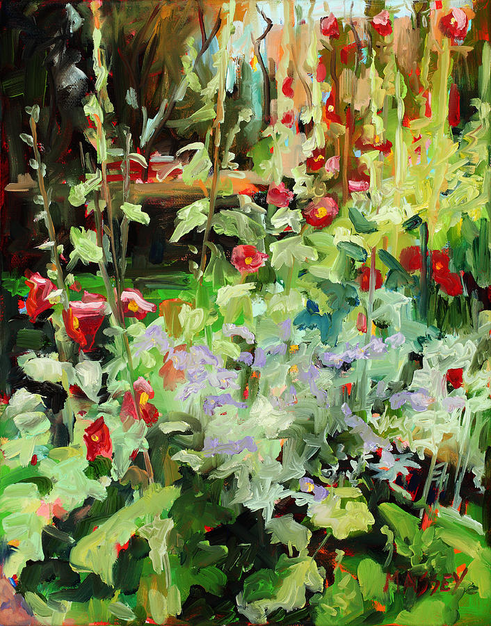 Flower Painting - Hollyhock Sundance by Marie Massey