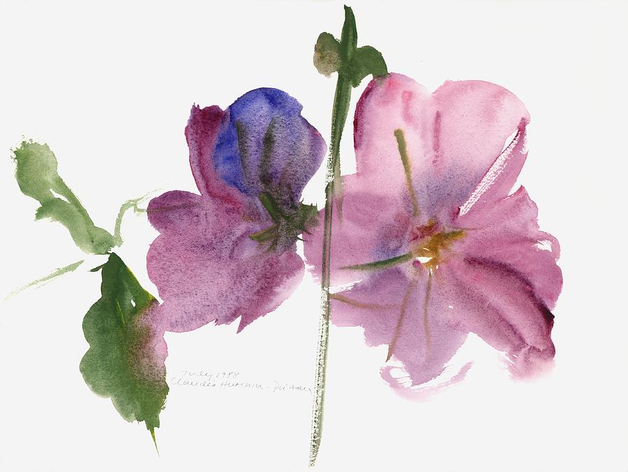 Flower Painting - Hollyhocks by Claudia Hutchins-Puechavy