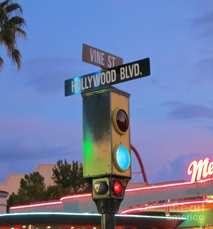Sign Photograph - Hollywood and Vine by Crystal Loppie