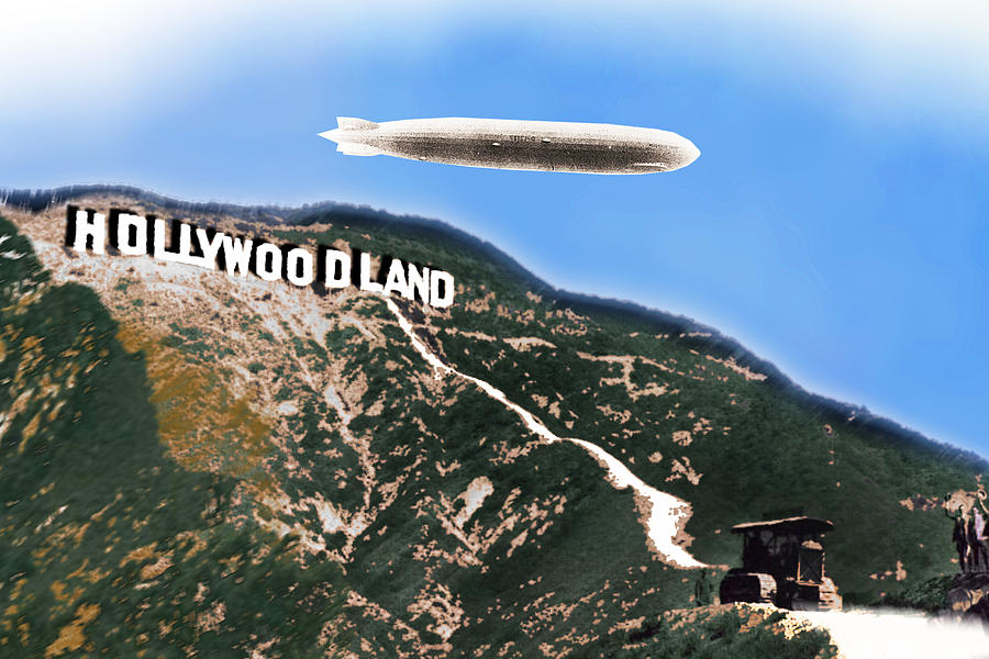 Hollywood Sign and Blimp Photograph by Tony Rubino