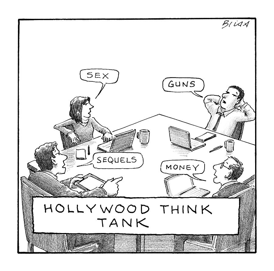 Hollywood Think Tank Drawing by Harry Bliss