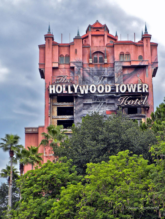 Sign Photograph - Hollywood Tower Hotel Walt Disney World by Thomas Woolworth