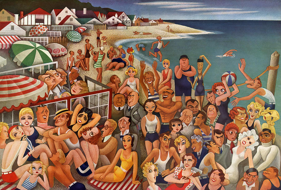 Hollywoods Malibu Beach Scene Painting by Miguel Covarrubias