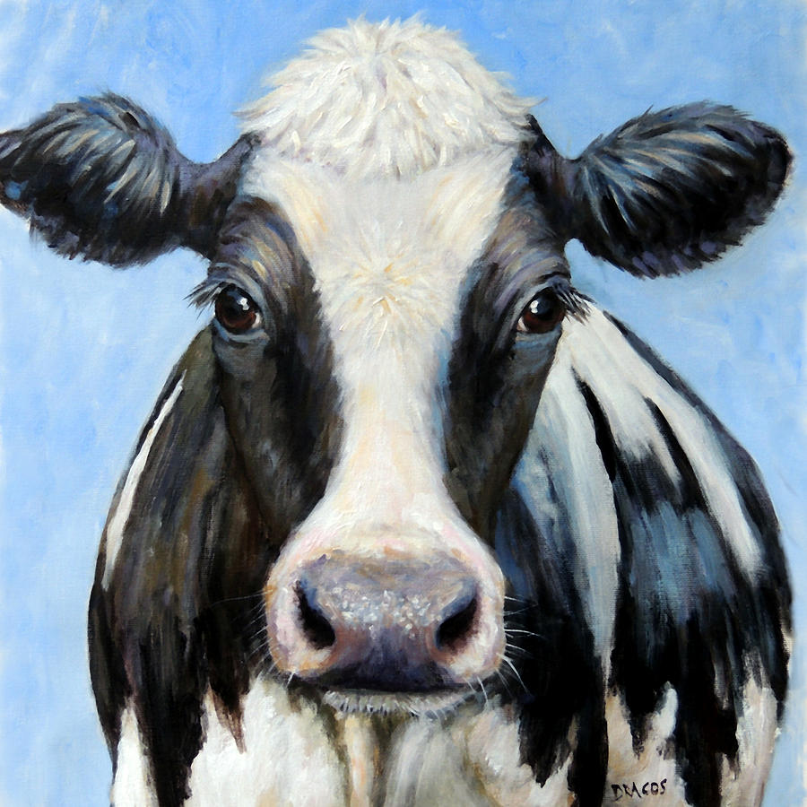 Holstein Cow Squared Painting By Dottie Dracos   Holstein Cow Squared Dottie Dracos 