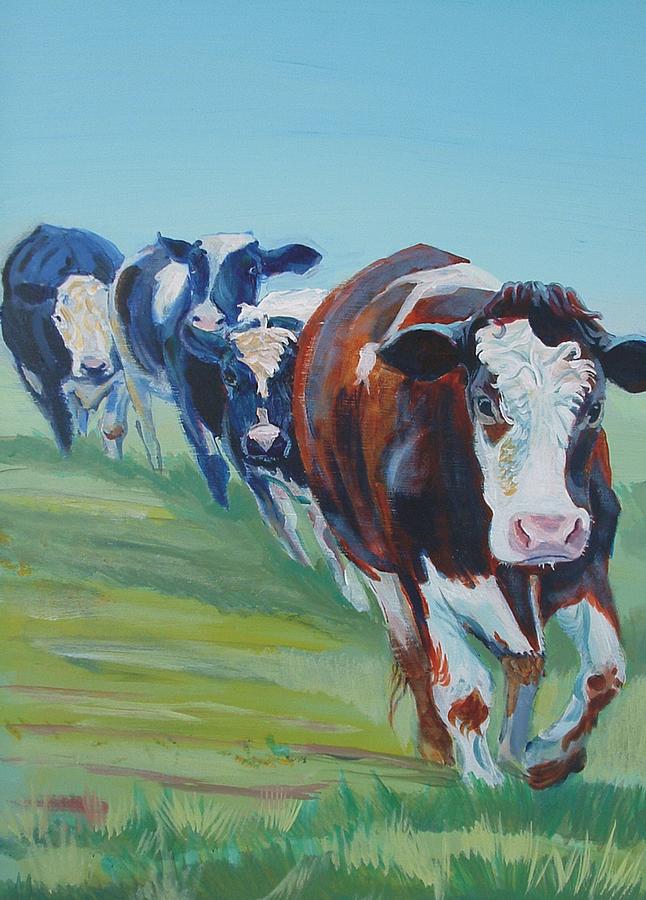 Holstein Friesian Cows Painting by Mike Jory