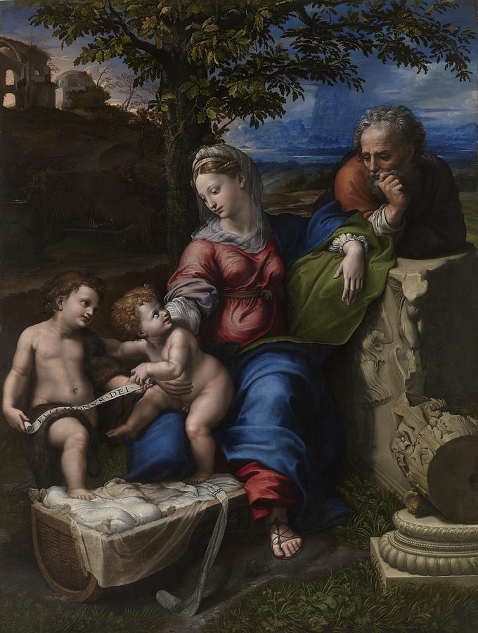Holy Family below the Oak Painting by Raphael