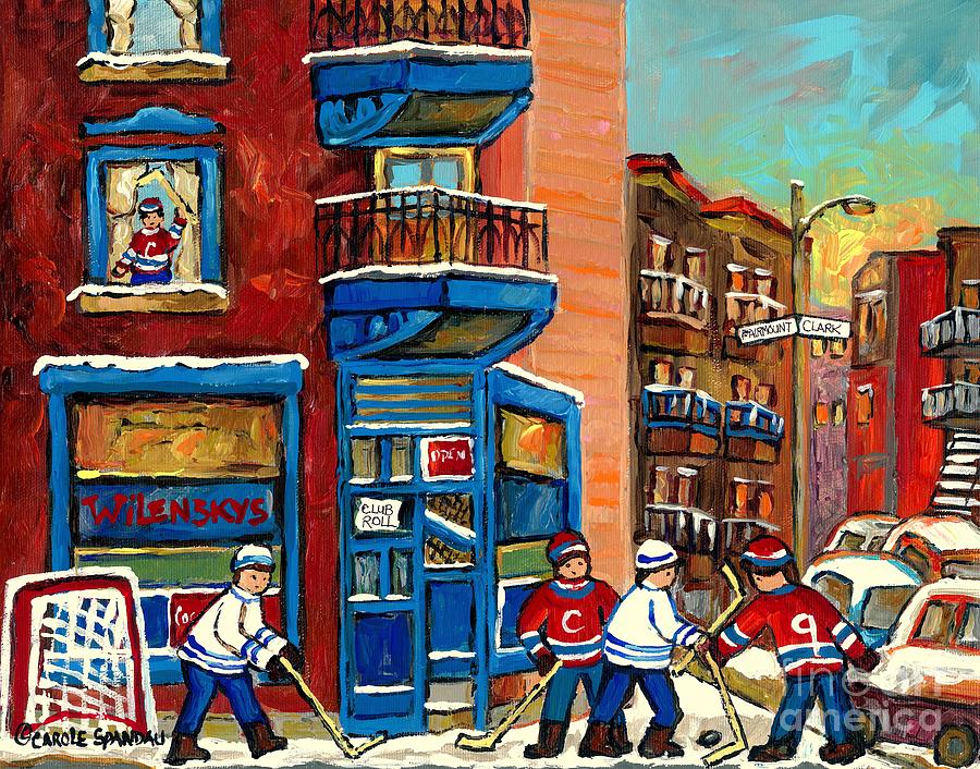 Best Selling Original Montreal Paintings For Sale Hockey At Wilenskys By Carole Spandau Painting by Carole Spandau