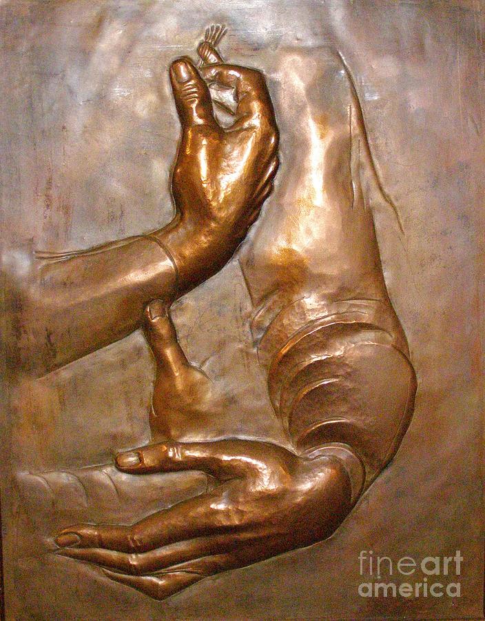 Copper Relief - Homage to Leonardo by Gyula Friewald Copper Relief - Homage to Leonardo by Gyula Friewald