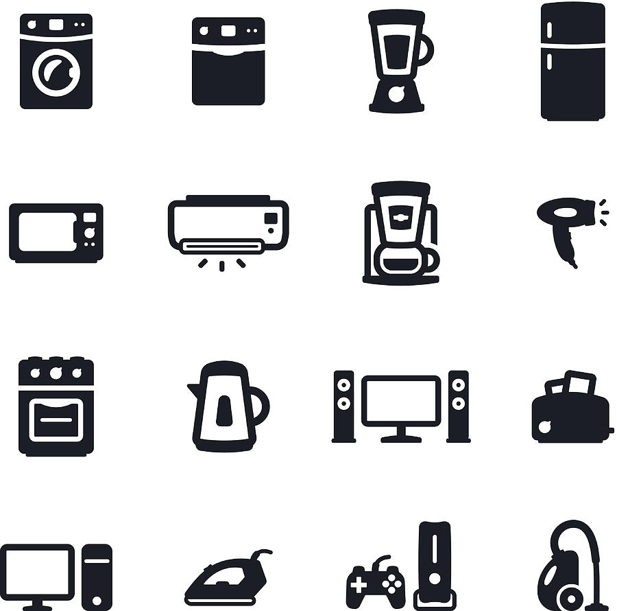 Home Appliances Icons Drawing by Soulcld