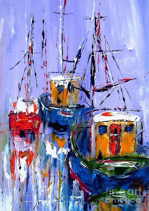 Wall art print  titled sail , explore , discover Painting by Mary Cahalan Lee - aka PIXI
