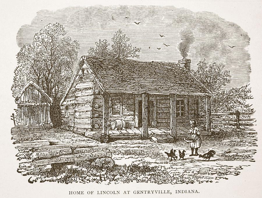 Abraham Lincoln Drawing - Home Of Lincoln At Gentryville by American School