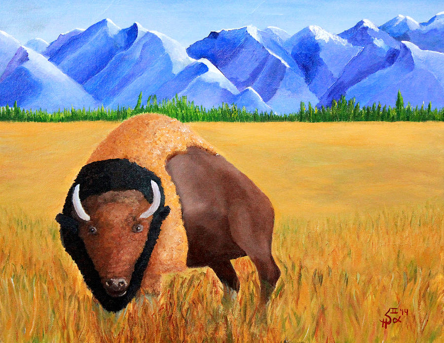 Bison Painting - Home On The Range by Spencer Hudon II