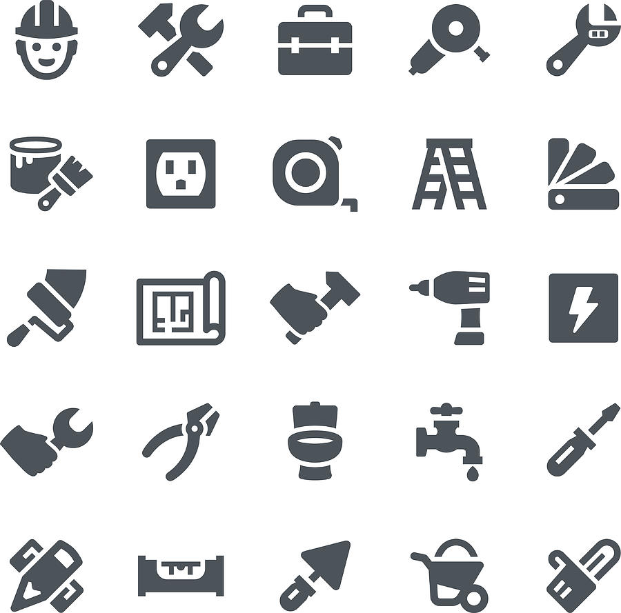 Home Repair Icons Drawing by Soulcld