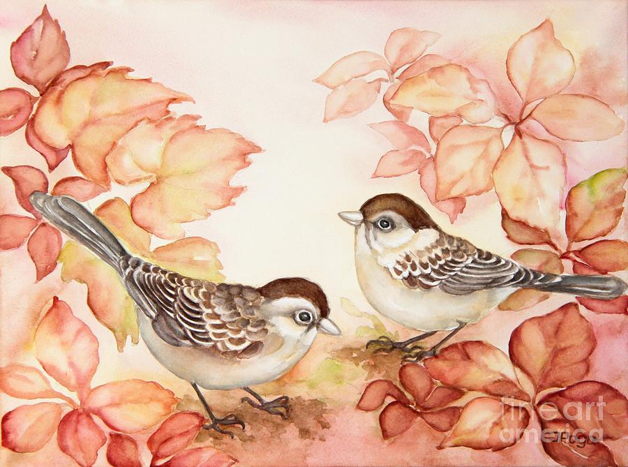 Sparrow Painting - Home Sparrows by Inese Poga