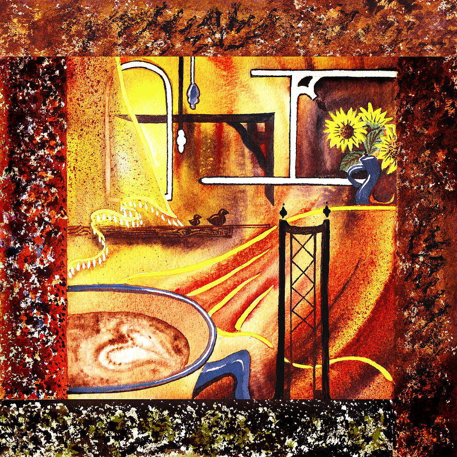 Coffee Painting - Home Sweet Home Decorative Design Welcoming Three  by Irina Sztukowski