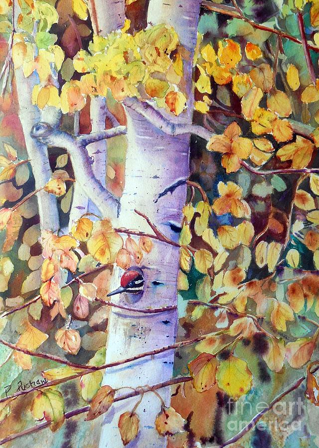 Birch Tree Painting - Home Sweet Home by Patricia Pushaw