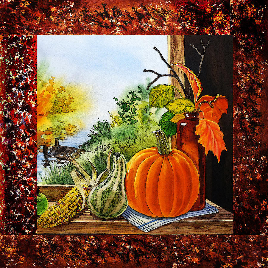 Pumpkin Painting - Home Sweet Home Welcoming Four by Irina Sztukowski