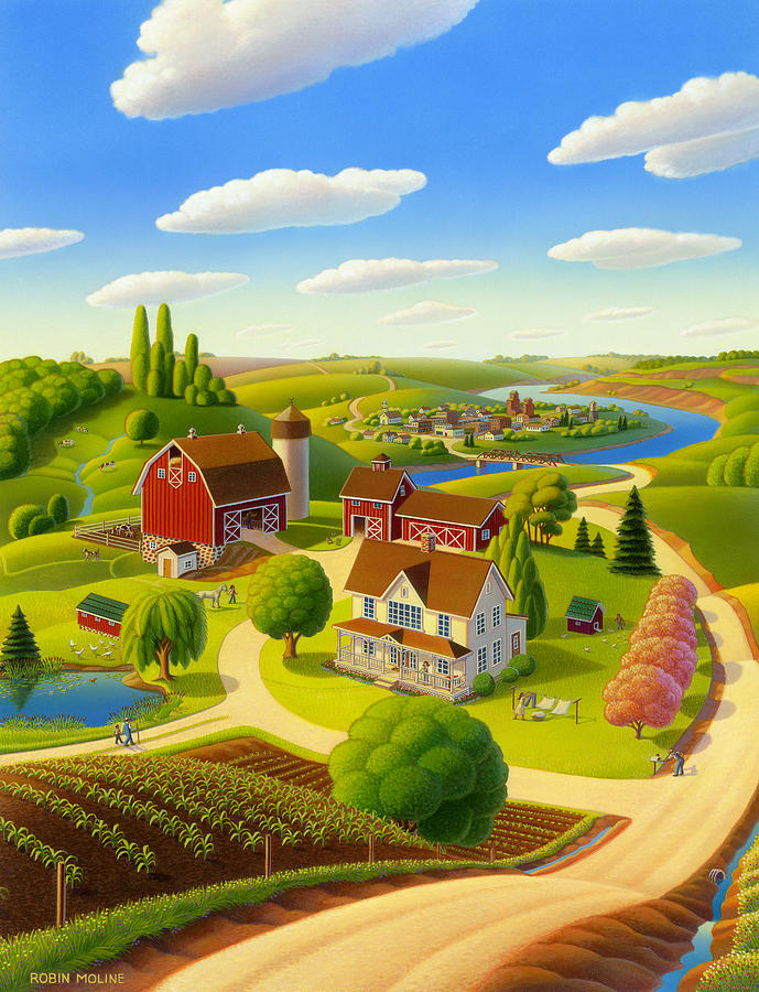 Farm Scene Painting - Home to Harmony by Robin Moline