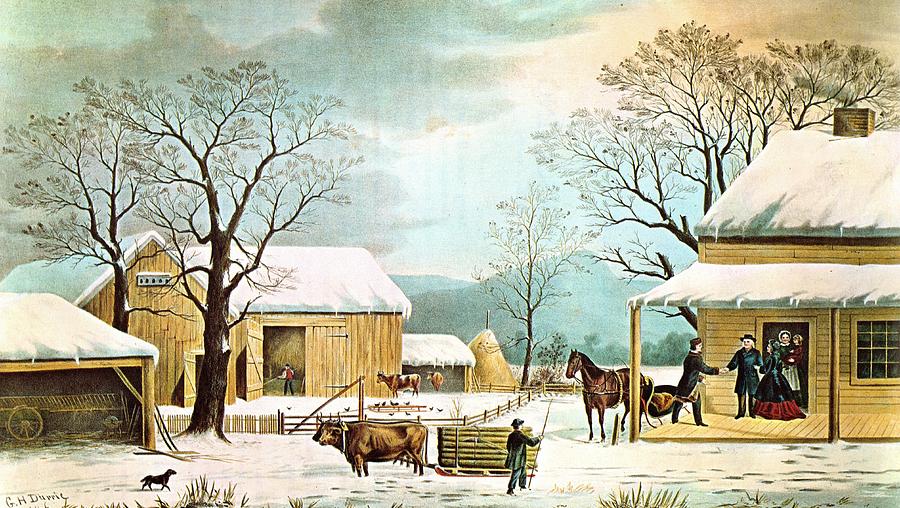 Currier And Ives Digital Art - Home To Thanksgiving by Currier and Ives