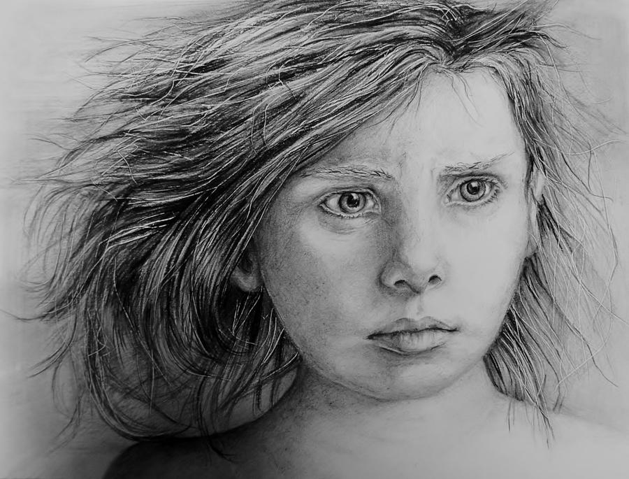 Homeless Child Drawing by Jean Cormier