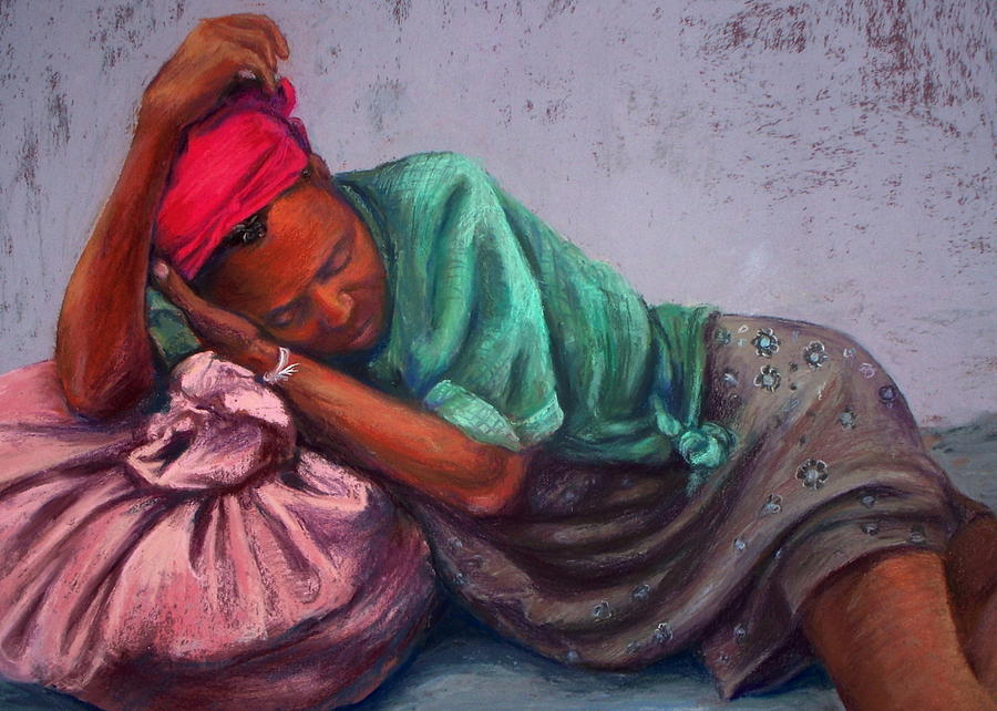 Homeless in Haiti Pastel by Marian Berg