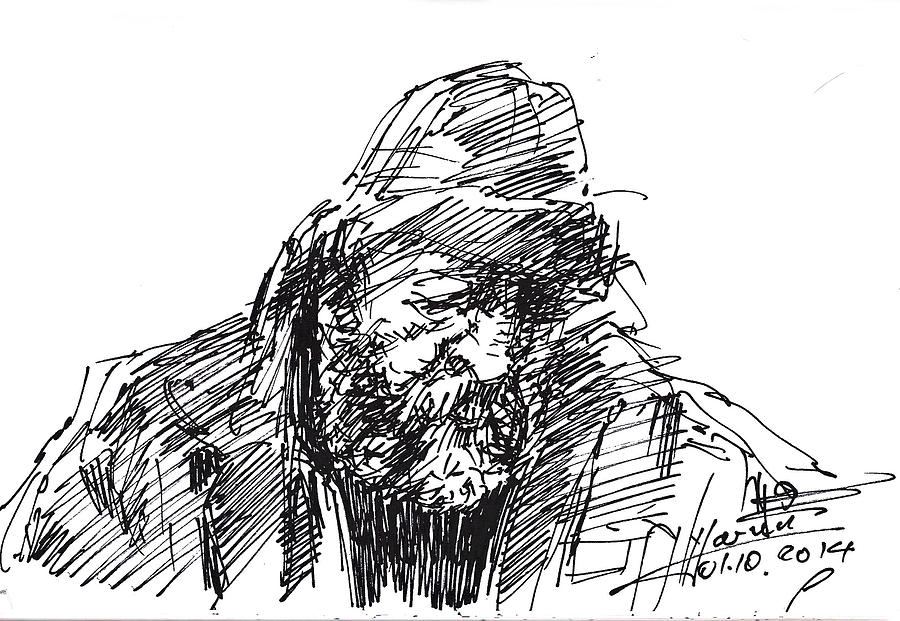 Portrait Drawing - Homeless by Ylli Haruni